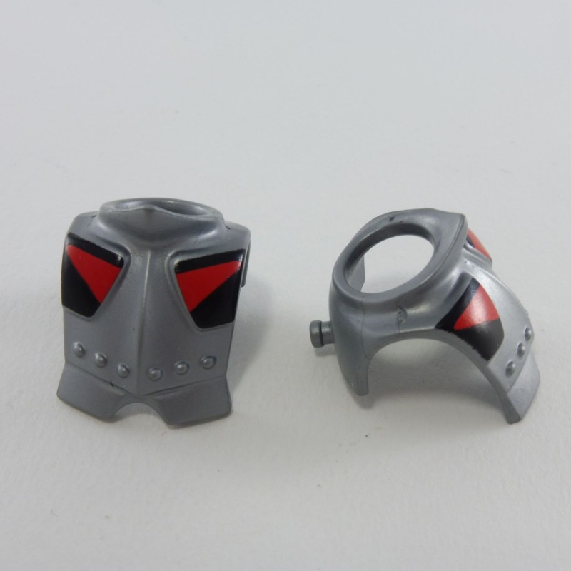 Playmobil 17468 Playmobil Set of 2 Neck Armor Gray Black Red 1 Picot Dos