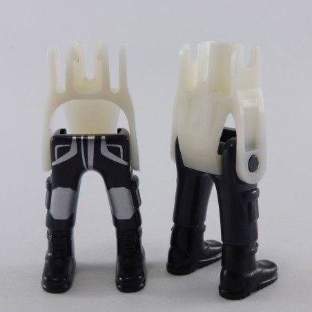 Playmobil 24405 Playmobil Lot of 2 Pairs of Dark Gray Legs and Silver Black Rangers Boots