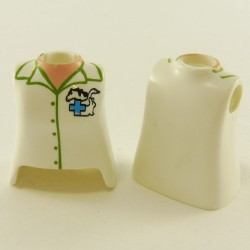 Playmobil 23760 Playmobil Batch of 2 White Women's Bust and Green Veterinary Logo