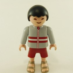 Playmobil 23870 Playmobil Child Boy Asian Gray and Red with Sandals