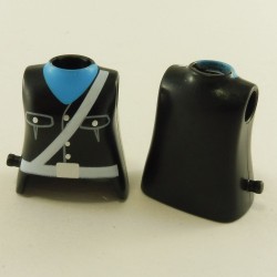Playmobil 23749 Playmobil Lot of 2 Black Police Busts Woman with Blue Collar and Picot for Holster