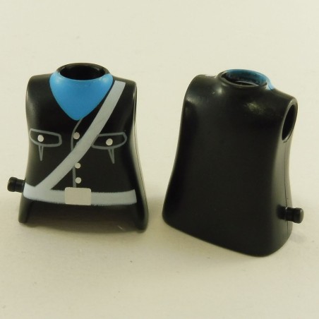 Playmobil 23749 Playmobil Lot de 2 Bustes Police Noirs Femme avec Col Bleu et Picot pour Holster