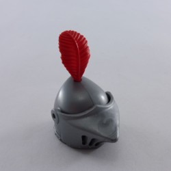 Playmobil 17455 Playmobil Casque Chevalier Médièval Gris Plume Rouge