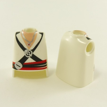 Playmobil 22996 Playmobil Lot de 2 Bustes Pirates Blanc Col Ouvert Ceinture Rouge