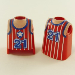 Playmobil 23003 Playmobil Lot of 2 Busts Red Sportsman Basketter