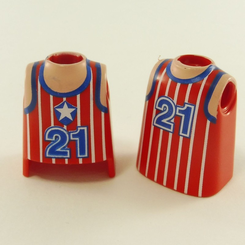 Playmobil 23003 Playmobil Lot de 2 Bustes Rouges de Sportif Basketteur