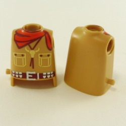 Playmobil 23008 Playmobil Lot de 2 Bustes Cowboy Marron Clair Col Rouge avec Picot pour Holster