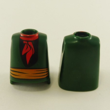 Playmobil 5625 Playmobil Lot of 2 Busts Men Big Green Belt Orange Scarf