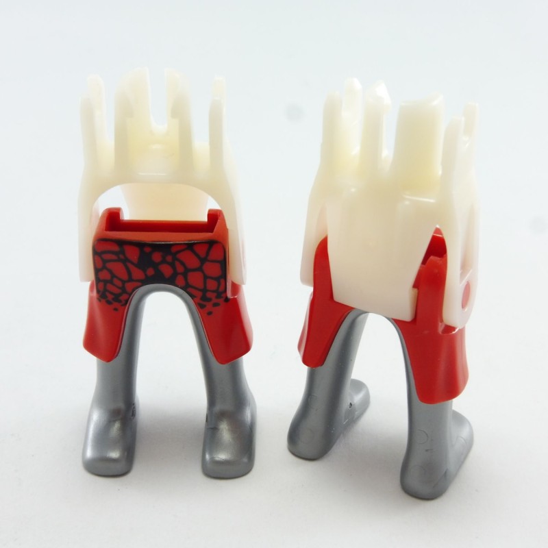 Playmobil 17493 Playmobil Lot de 2 Paires de Jambes Chevalier Rouge et Argent Ecaille Dragon