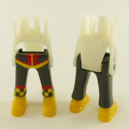 Playmobil 23784 Playmobil Lot of 2 Pairs of Legs Gray Yellow and Red with Large Shoes