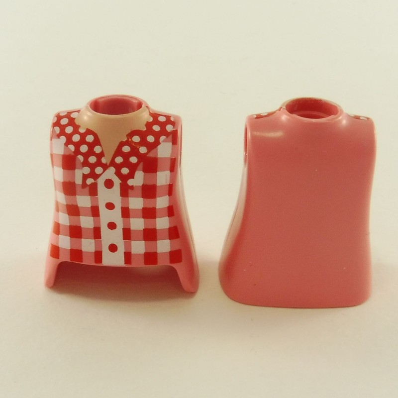 Playmobil 23444 Playmobil Lot de 2 Bustes Femme Rose avec Chemisier Rouge et Blanc