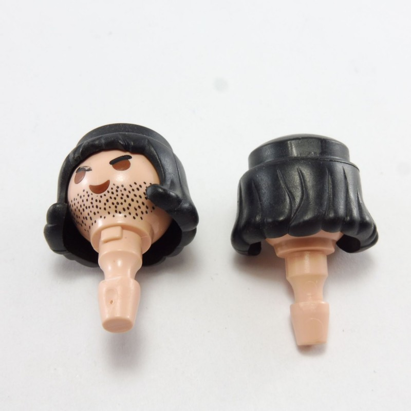 Playmobil 17523 Playmobil Set of 2 Bad Hair Shaved Eyebrows Black Hair Medium Age