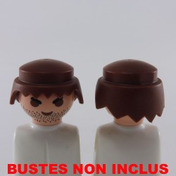 Playmobil 11308 Playmobil Batch of 2 Heads Maroon Hair Mal Rasé Eyes in Anger