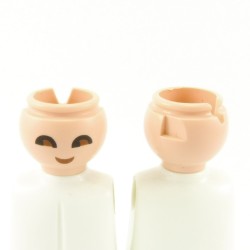 Playmobil 7050 Playmobil Lot of 2 Men's Heads with Brown and Black Eyes