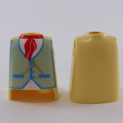 Playmobil 24427 Playmobil Lot of 2 Yellow Cowboy Busts with Blue Vest and Red Scarf