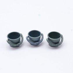 Playmobil 31674 Playmobil Set of 3 Gray Green Buckets for Canon