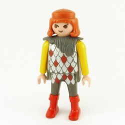 Playmobil 21829 Playmobil Homme Chevalier Gris et Jaune Ecailles Argents Bottes Rouges