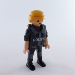 Playmobil 2043 Playmobil Police Man Gray and Black Yellowing