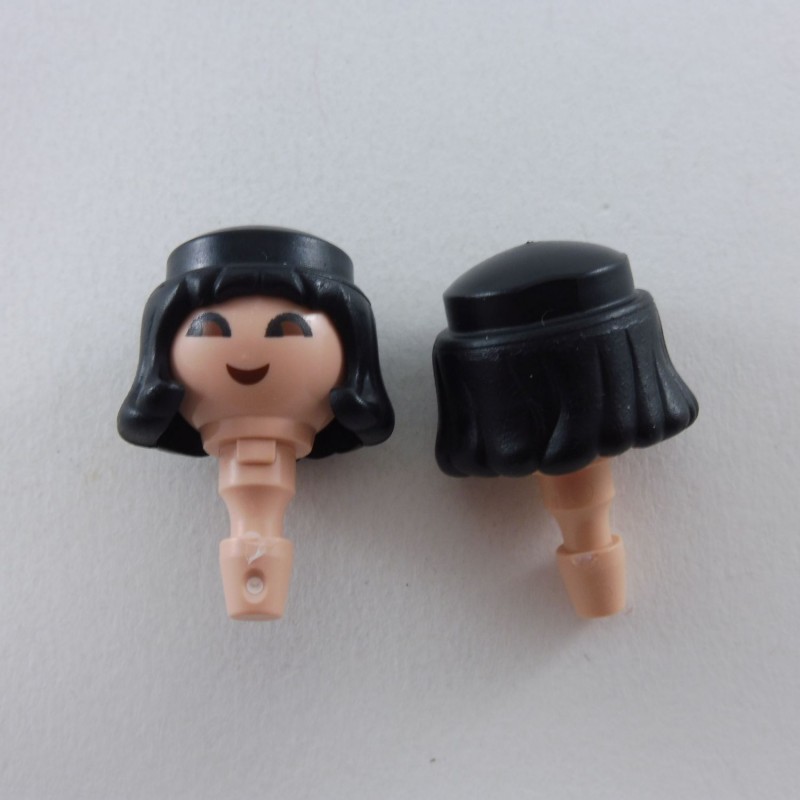 Playmobil Lot of 2 Dark Middle Age Hair Heads