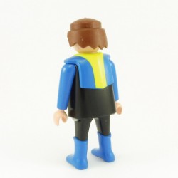 Playmobil Homme Noir et Bleu avec Plastron Bleu