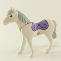 Playmobil 23424 Playmobil White and Purple Horse 2nd Generation with Gray Mane